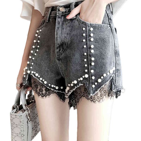 women's shorts high waist tear jeans, wide leg lace shorts, korean fashion, spring and summer, in, White;black
women's shorts high waist tear jeans, wide leg lace shorts, korean fashion, spring and summer, in, White;black
