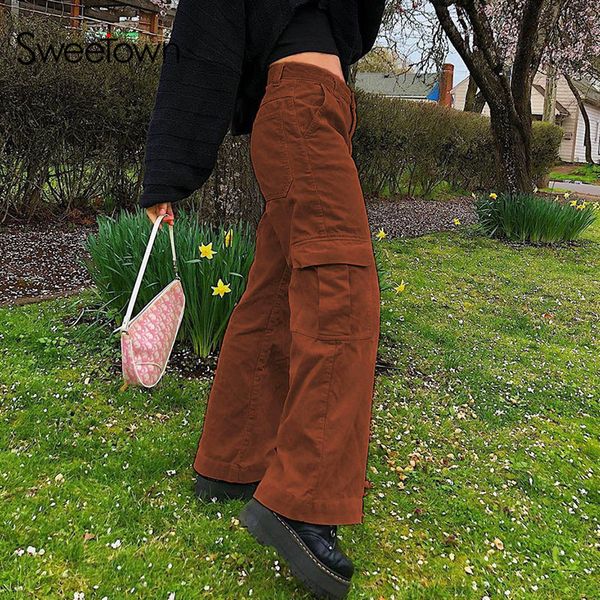 sweetown caramel brown corduroy y2k joggers women wide leg pants high waist aesthetic straight trousers female 90s sweatpants, Black;white
sweetown caramel brown corduroy y2k joggers women wide leg pants high waist aesthetic straight trousers female 90s sweatpants, Black;white
