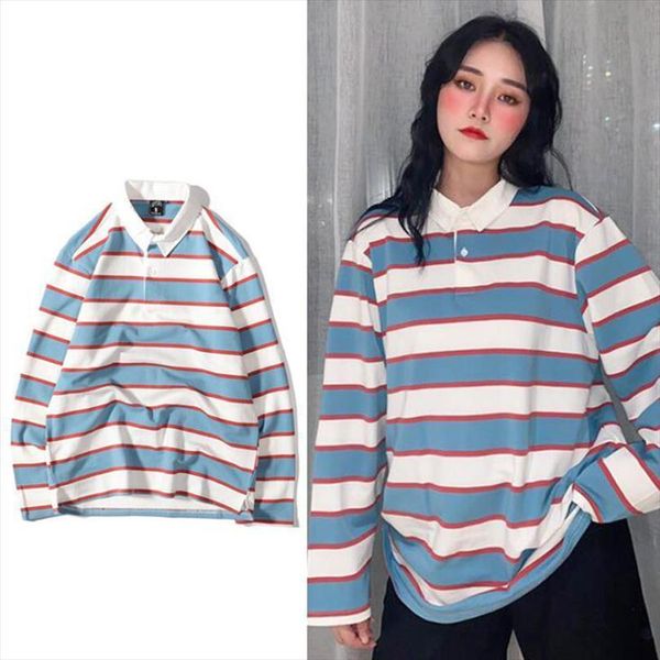 autumn japanese retro lapel men female striped long sleeved woman tshirts bf wind couple loose paul gothic tide, White;black
autumn japanese retro lapel men female striped long sleeved woman tshirts bf wind couple loose paul gothic tide, White;black