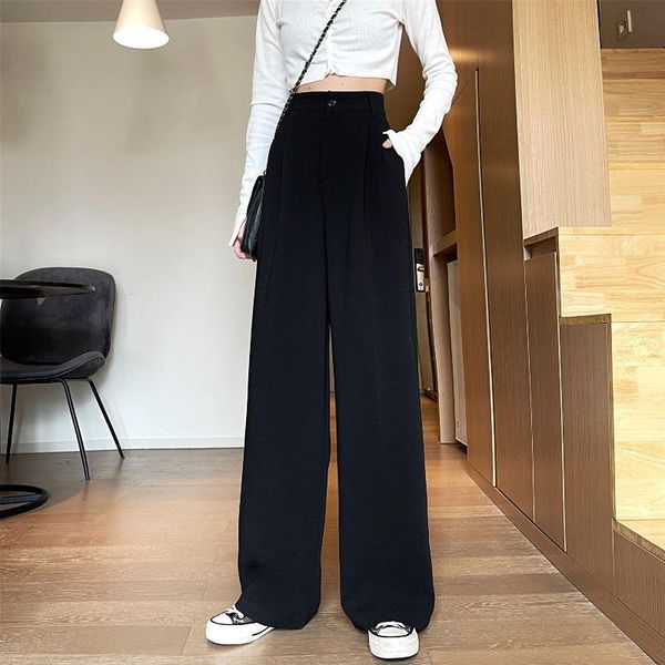 women's suits & blazers black drop wide leg pants 2021 spring high waist loose straight suit casual floor, White;black
women's suits & blazers black drop wide leg pants 2021 spring high waist loose straight suit casual floor, White;black