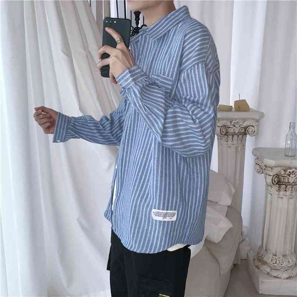 men's casual shirts harajuku high street stripe male shirt long all-match fashion clothes gray/white/blue japanese streetwear zpba, White;black
men's casual shirts harajuku high street stripe male shirt long all-match fashion clothes gray/white/blue japanese streetwear zpba, White;black