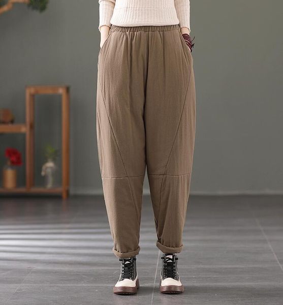 women's pants & capris warm winter ladies retro thickening harem loose cotton linen padded pockets casual women trousers, Black;white
women's pants & capris warm winter ladies retro thickening harem loose cotton linen padded pockets casual women trousers, Black;white