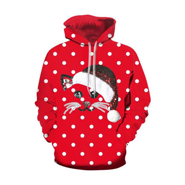 christmas red santa hat pattern hoodie visual impact party punk gothic round neck sweater hoodie, Black
christmas red santa hat pattern hoodie visual impact party punk gothic round neck sweater hoodie, Black