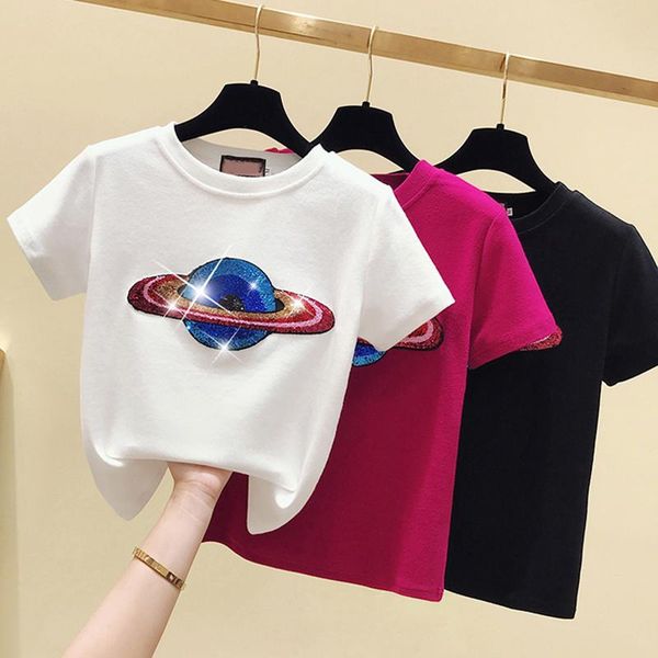 women's t-shirt sequin t shirt women 2021 summer short sleeve womens vogue cotton korean style woman clothes female tee femme, White
women's t-shirt sequin t shirt women 2021 summer short sleeve womens vogue cotton korean style woman clothes female tee femme, White