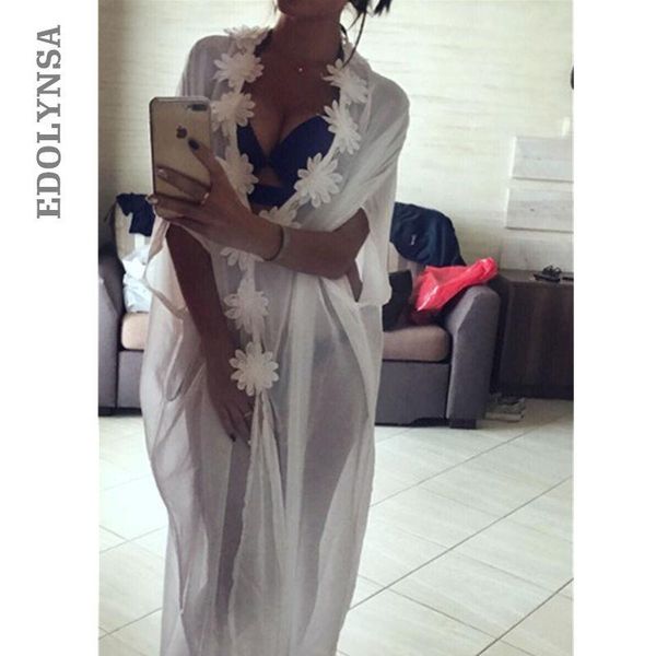 sarongs chiffon beach cover up tunic plus size women summer transparent deep v neck appliques swimsuit dress robe de plage q204, Blue;gray
sarongs chiffon beach cover up tunic plus size women summer transparent deep v neck appliques swimsuit dress robe de plage q204, Blue;gray