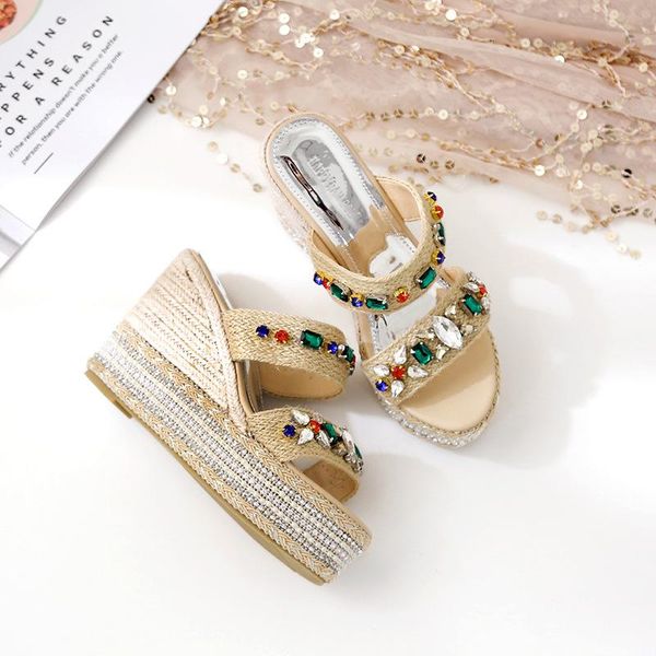 slippers women slipper high heel platform colorful crystal leather outside slides ladies beach wedges flip flops 4855, Black
slippers women slipper high heel platform colorful crystal leather outside slides ladies beach wedges flip flops 4855, Black