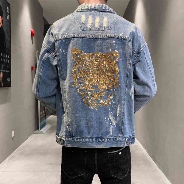 men's jackets yasugupra men's jean jacket punk-style shredded jeans tiger gold-striped punk male style streetwear with holes 7hi2, Black;brown
men's jackets yasugupra men's jean jacket punk-style shredded jeans tiger gold-striped punk male style streetwear with holes 7hi2, Black;brown