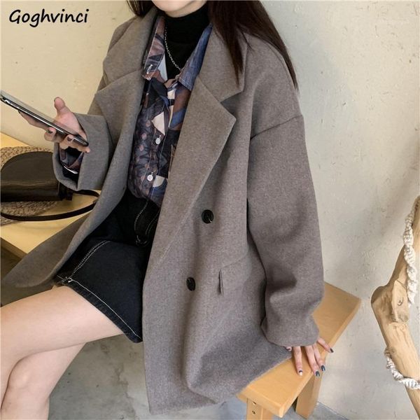 women's wool & blends women coat solid color double breasted elegant fashion loose outwear warm all-match pockets simple leisure, Black
women's wool & blends women coat solid color double breasted elegant fashion loose outwear warm all-match pockets simple leisure, Black