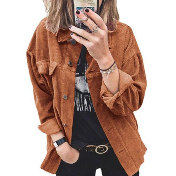 women's jackets lugentiolo corduroy women lapel single breasted fall fashion solid color loose streetwear clothes, Black;brown
women's jackets lugentiolo corduroy women lapel single breasted fall fashion solid color loose streetwear clothes, Black;brown