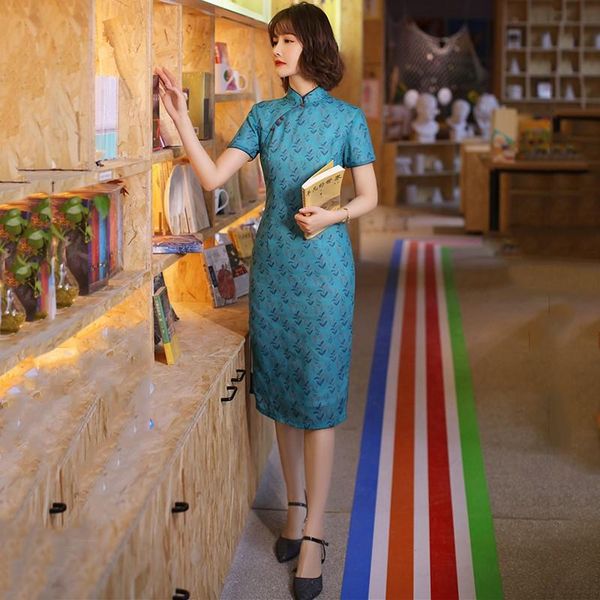 women elegant print slim qipao summer short sleeve modern cheongsam dress blue exquisite classic chinese dresses ethnic clothing, Red
women elegant print slim qipao summer short sleeve modern cheongsam dress blue exquisite classic chinese dresses ethnic clothing, Red