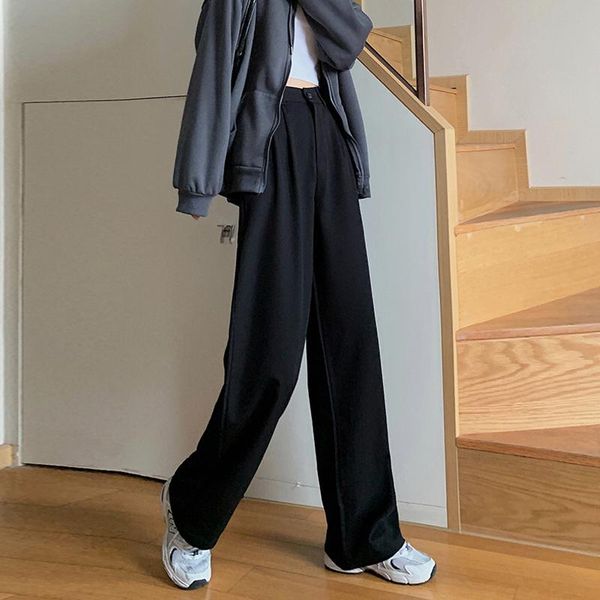 women's pants & capris autumn style 2021 pure color casual sports high waist loose straight leg female drape mopping black suit, Black;white
women's pants & capris autumn style 2021 pure color casual sports high waist loose straight leg female drape mopping black suit, Black;white