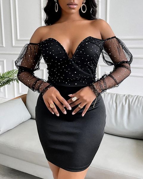 casual dresses glitter women's dress club party v-cut contrast mesh gigot sleeve bodycon, Black;gray
casual dresses glitter women's dress club party v-cut contrast mesh gigot sleeve bodycon, Black;gray