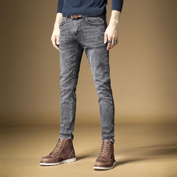 men's jeans european vintage fashion men retro gray elastic cotton casual slim fit designer korean style denim pencil pants, Blue
men's jeans european vintage fashion men retro gray elastic cotton casual slim fit designer korean style denim pencil pants, Blue