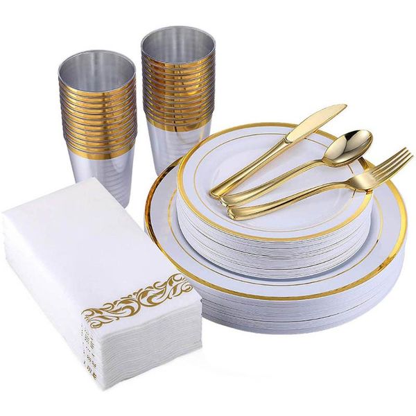 disposable dinnerware 175 pieces of golden plastic party tableware, suitable for 25 people one-time birthday decoration cake plate
disposable dinnerware 175 pieces of golden plastic party tableware, suitable for 25 people one-time birthday decoration cake plate