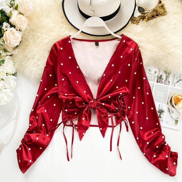 women's blouses & shirts mumuzi women satin blouse deep v neck long sleeve fashion bandage lace up polka dot shirt female blusas autumn, White
women's blouses & shirts mumuzi women satin blouse deep v neck long sleeve fashion bandage lace up polka dot shirt female blusas autumn, White