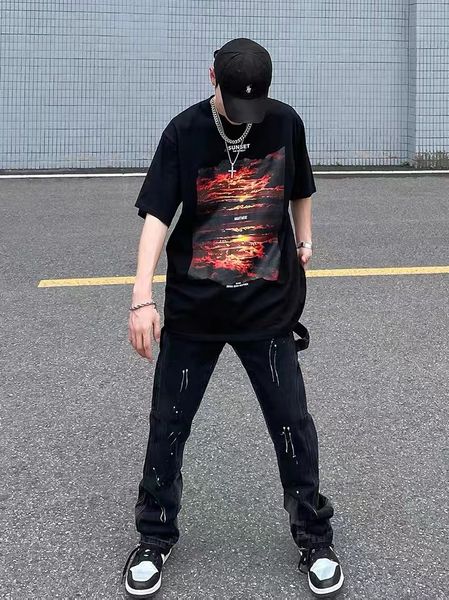high street vibe stitched jeans men's fashion hip hop loose straight floor mopping hiphop flared pants, Blue
high street vibe stitched jeans men's fashion hip hop loose straight floor mopping hiphop flared pants, Blue