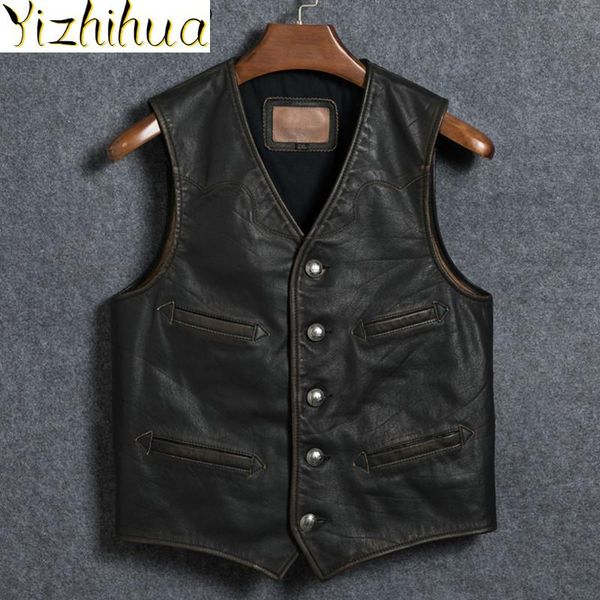 men's leather & faux azazel vintage real cow jacket men spring autumn cowhide genuine leaher coat vest sleeveless veste homme 2939, Black
men's leather & faux azazel vintage real cow jacket men spring autumn cowhide genuine leaher coat vest sleeveless veste homme 2939, Black