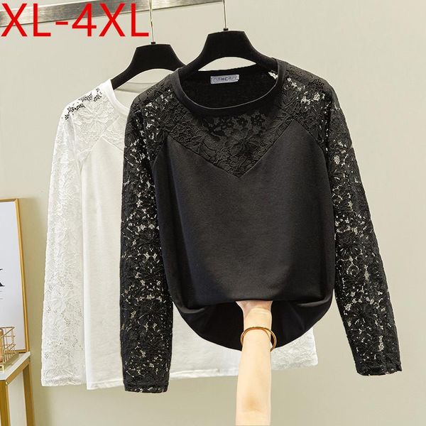 plus size t-shirt spring autumn women o neck lace long sleeve patchwork large loose casual tees xl-4xl fit weight 50-100kg, Black
plus size t-shirt spring autumn women o neck lace long sleeve patchwork large loose casual tees xl-4xl fit weight 50-100kg, Black