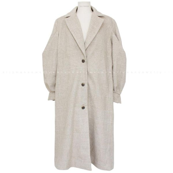women's wool & blends zoki autunm winter woolen coat women lantern sleeve turn down collar single breasted plaid x-long adjustable wais, Black
women's wool & blends zoki autunm winter woolen coat women lantern sleeve turn down collar single breasted plaid x-long adjustable wais, Black
