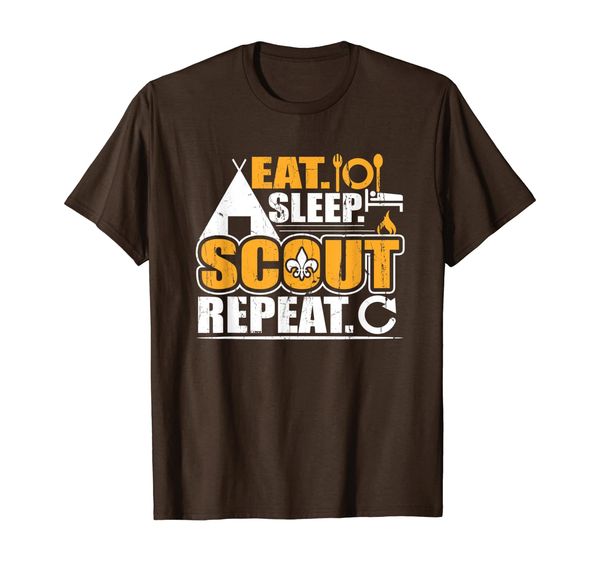eat sleep scout repeat shirt cub camping scouting boy leader, White;black