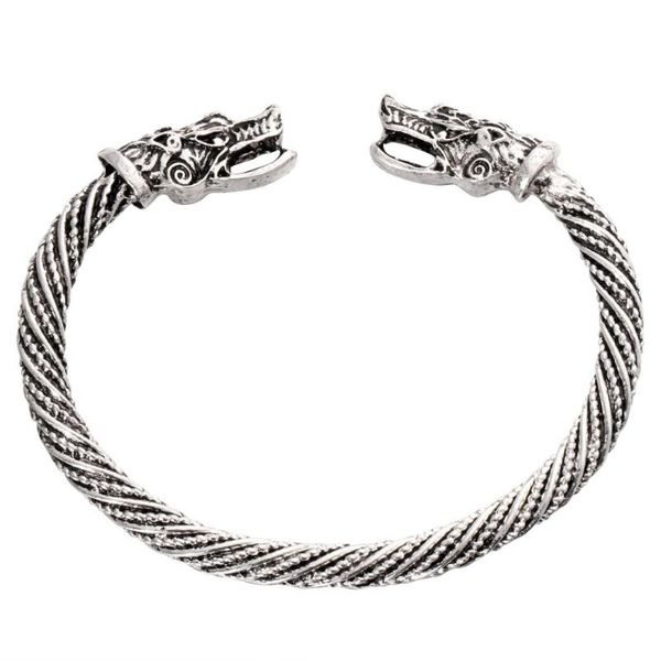 bangle vintage dragon head mouth open nordic viking antique twisted pattern carved wristband jewelry, Black
bangle vintage dragon head mouth open nordic viking antique twisted pattern carved wristband jewelry, Black