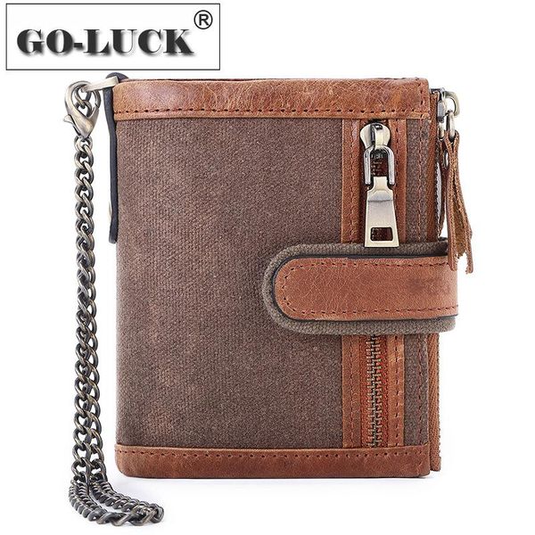 men wallets cowhide leather patchworked oil waxed cloth metal chain double zipper coin purse men's cards holder, Red;black
men wallets cowhide leather patchworked oil waxed cloth metal chain double zipper coin purse men's cards holder, Red;black
