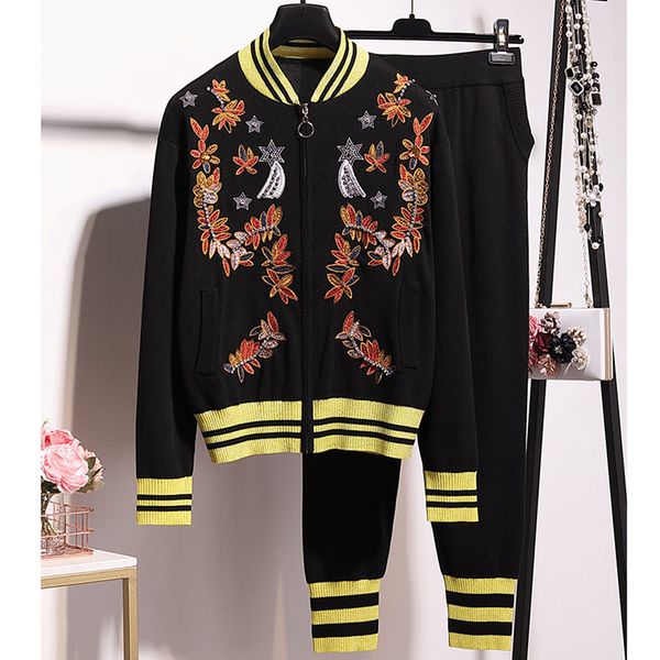 pant tracksuit knit outfits women 2pc handwork diamond embroidery flowers cardigan sweater pants set loose black knitted suit female, White
pant tracksuit knit outfits women 2pc handwork diamond embroidery flowers cardigan sweater pants set loose black knitted suit female, White