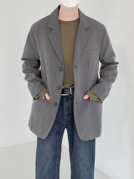 men's suits & blazers 2021 gray suit jacket korean style light mature loose spring and autumn casual trend wild pure color, White;black
men's suits & blazers 2021 gray suit jacket korean style light mature loose spring and autumn casual trend wild pure color, White;black