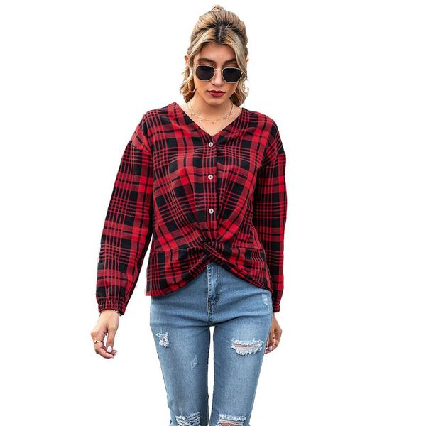 women's blouses & shirts 2021 fashion women plaid shirt chic checked blouse long sleeve v-neck female casual print loose blusas #yl 10, White
women's blouses & shirts 2021 fashion women plaid shirt chic checked blouse long sleeve v-neck female casual print loose blusas #yl 10, White