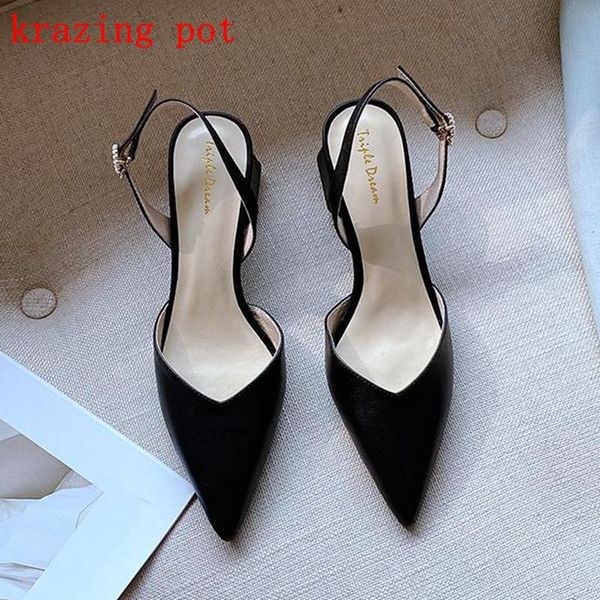 krazing pot natural cow leather med heel beauty slingback pointed toe formal dress lady dating buckle straps banquet sandals l03, Black
krazing pot natural cow leather med heel beauty slingback pointed toe formal dress lady dating buckle straps banquet sandals l03, Black
