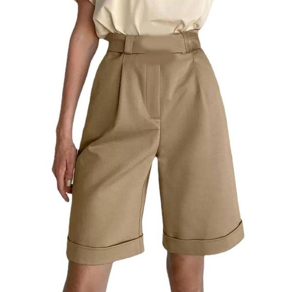 women's shorts office lady women summer loose short pants classic high waist casual knee length pure color pant, White;black
women's shorts office lady women summer loose short pants classic high waist casual knee length pure color pant, White;black