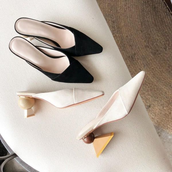 slippers 2021 summer european and american styles with pointed simple white female half tow temperament elegant banquet fashion, Black
slippers 2021 summer european and american styles with pointed simple white female half tow temperament elegant banquet fashion, Black
