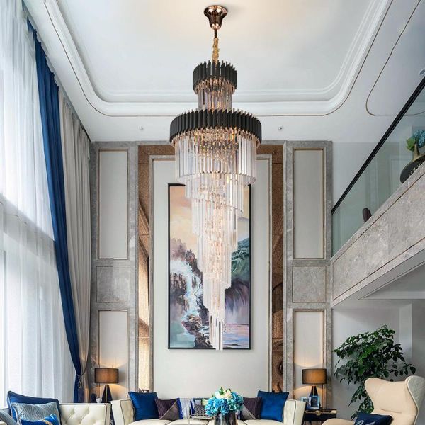 luxury modern crystal chandelier for staircase long loft black cristal light fixture villa lobby living room decor hang lighting chandeliers
luxury modern crystal chandelier for staircase long loft black cristal light fixture villa lobby living room decor hang lighting chandeliers