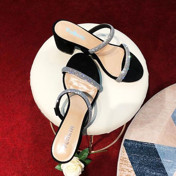 rhinestone thick heel sandals 2021 summer joker high online celebrity and slippers wear women's shoes, Black
rhinestone thick heel sandals 2021 summer joker high online celebrity and slippers wear women's shoes, Black
