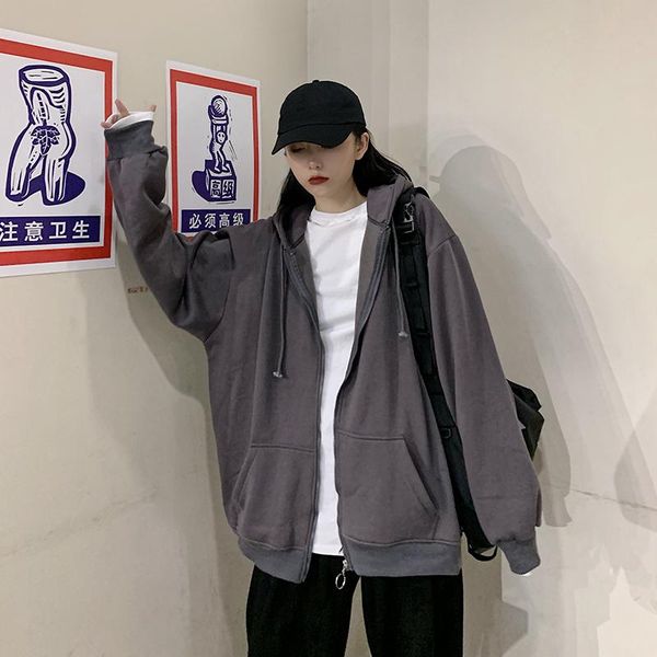 women's hoodies & sweatshirts autumn winter women jacket, harajuku style plus velvet thick loose wild casual hooded ,jacket female w289, Black
women's hoodies & sweatshirts autumn winter women jacket, harajuku style plus velvet thick loose wild casual hooded ,jacket female w289, Black