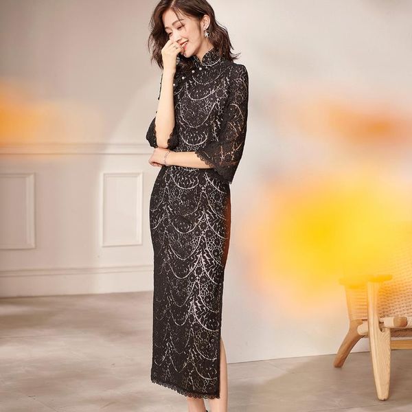 casual dresses spring autumn lace long dress chinese style women straight for party evening girls 1268, Black;gray
casual dresses spring autumn lace long dress chinese style women straight for party evening girls 1268, Black;gray