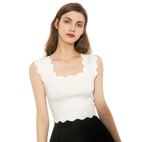 women's tanks & camis korean solid colour square neck tank summer women wave slim exposed navel knitted camisole streetwear, White
women's tanks & camis korean solid colour square neck tank summer women wave slim exposed navel knitted camisole streetwear, White