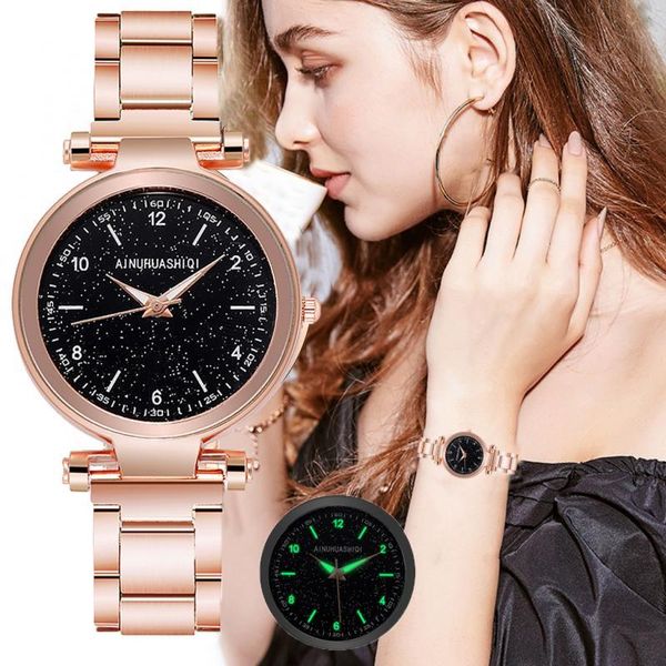 wristwatches women watch casual luminous starry sky wristwatch stainless steel strap analog quartz watches, Slivery;brown
wristwatches women watch casual luminous starry sky wristwatch stainless steel strap analog quartz watches, Slivery;brown