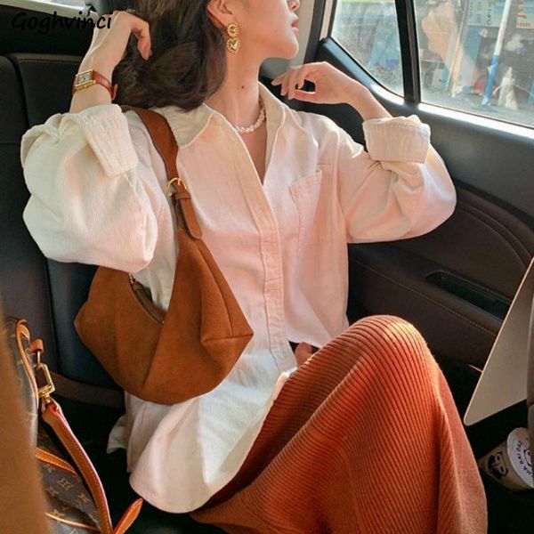 women's blouses & shirts women corduroy long sleeve turn-down collar solid simple retro vintage apricot womens shirt elegant all-match, White
women's blouses & shirts women corduroy long sleeve turn-down collar solid simple retro vintage apricot womens shirt elegant all-match, White