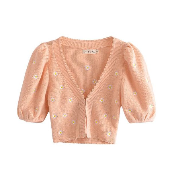 women's knits & tees women fashion embroidery flower orange summer short slim sweaters girls casual v-neck puff sleeve knitted chic, White
women's knits & tees women fashion embroidery flower orange summer short slim sweaters girls casual v-neck puff sleeve knitted chic, White
