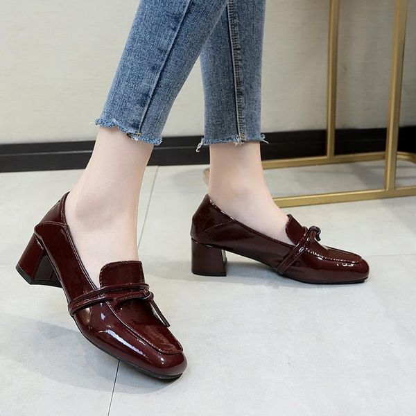 dress shoes small leather female british retro 2021 spring square head loafers thick heel, Black
dress shoes small leather female british retro 2021 spring square head loafers thick heel, Black