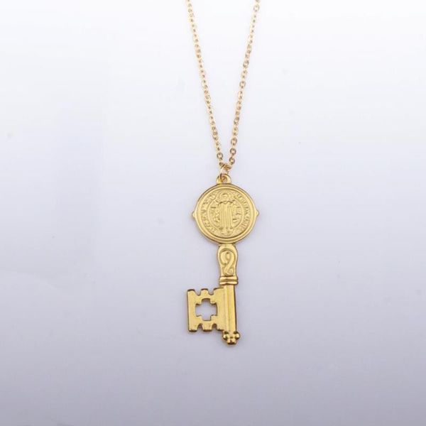 100% stainless steel st benedict medal key necklace for women gold/silver color metal san benito choker necklaces pendant
100% stainless steel st benedict medal key necklace for women gold/silver color metal san benito choker necklaces pendant