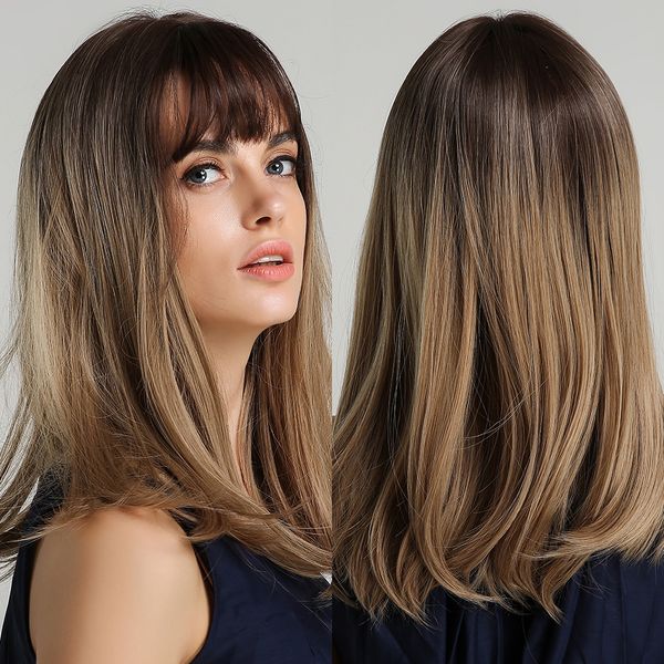 middle long ombre dark black brown blonde synthetic wigs with bangs silky straight wigs for women cosplay daily heat resistant
middle long ombre dark black brown blonde synthetic wigs with bangs silky straight wigs for women cosplay daily heat resistant