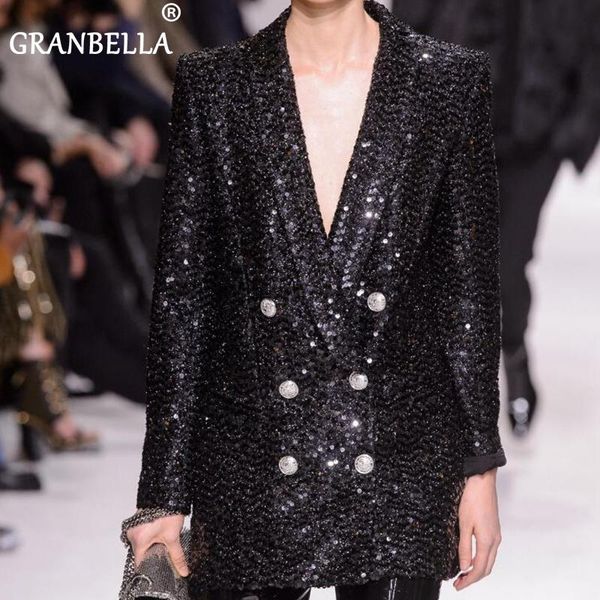 est fashion tide 2021 women's vintage double breasted shawl collar bling sequined blazers and jackets female party outerwear suits &, White;black
est fashion tide 2021 women's vintage double breasted shawl collar bling sequined blazers and jackets female party outerwear suits &, White;black