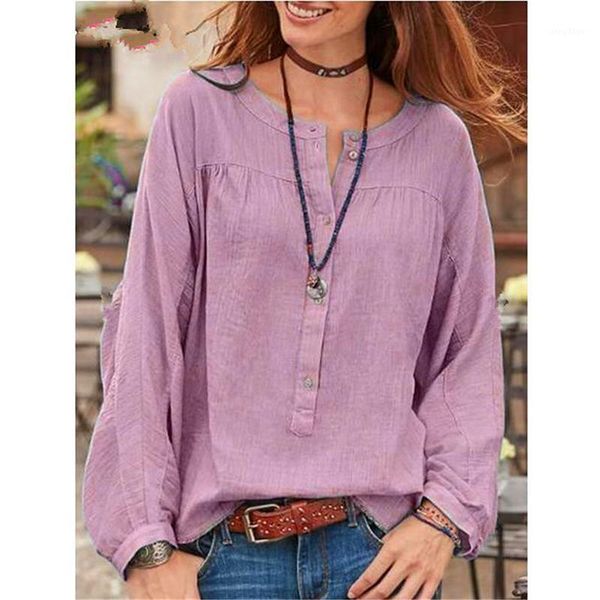 women's blouses & shirts women shirt loose long sleeve round neck chest button solid color casual blouse for female ladies spring, White
women's blouses & shirts women shirt loose long sleeve round neck chest button solid color casual blouse for female ladies spring, White
