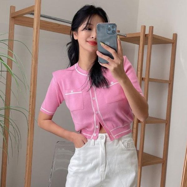 women's blouses & shirts one-piece summer women sweater korean chic single-breasted short sleeve office ladies color knitting casual s, White
women's blouses & shirts one-piece summer women sweater korean chic single-breasted short sleeve office ladies color knitting casual s, White