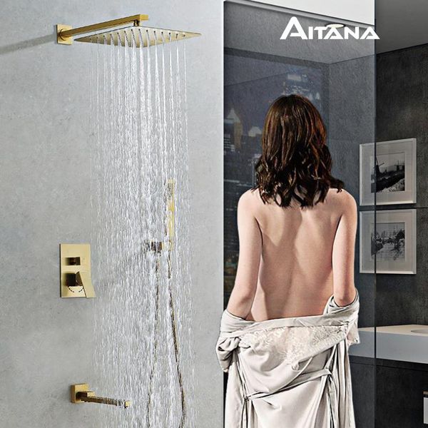 bathroom shower sets three function gold-brush concealed wall entry set with embedded box copper sprinkler
bathroom shower sets three function gold-brush concealed wall entry set with embedded box copper sprinkler