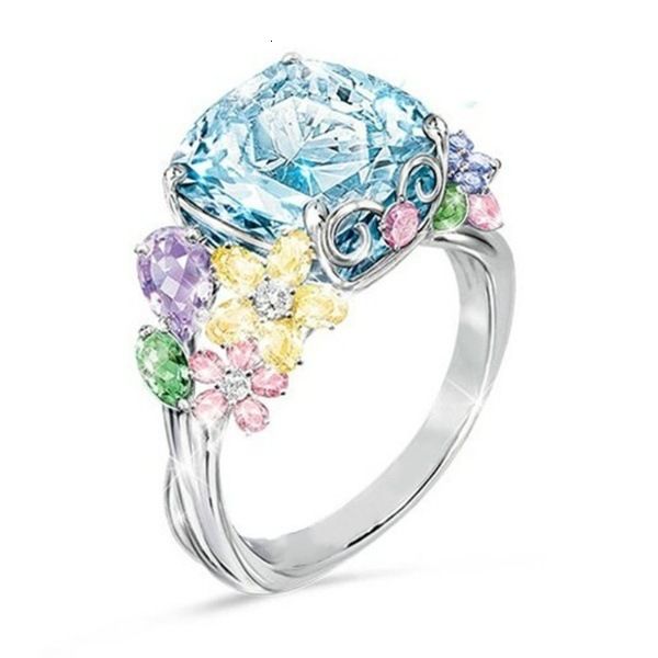 multi color square princs ring inlaid with diamond like zircon engagement, Silver
multi color square princs ring inlaid with diamond like zircon engagement, Silver