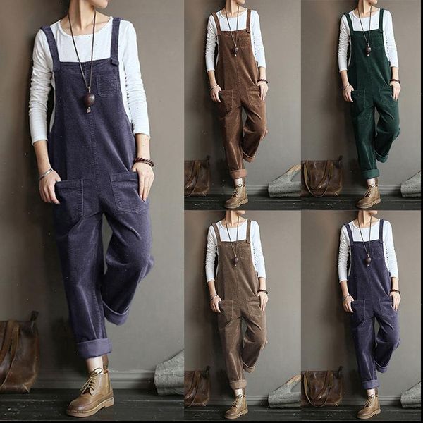 corduroy casual long pants jumper womens jumpsuits overalls cami loose oversize dungarees, Black;white
corduroy casual long pants jumper womens jumpsuits overalls cami loose oversize dungarees, Black;white