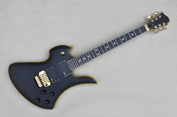 factory custom unusual shape matte black electric guitar with yellow binding,gold hardware,active pickups,rosewood fretboard,offer customize
factory custom unusual shape matte black electric guitar with yellow binding,gold hardware,active pickups,rosewood fretboard,offer customize